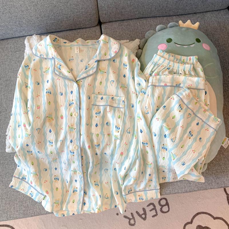 Product Introduction of Bộ Đồ Ngủ Cotton Đám Mây, Dành Cho Nữ, Bộ Sưu Tập Mùa Xuân Và Mùa Thu, Quần Dài Tay, Bộ Đồ Cotton Nguyên Chất, Phong Cách Cô Gái Ngọt Ngào Hoạt Hình Dễ Thương, Thích Hợp Mặc Ngoài Trời Và Mặc Nhà, Tỷ Lệ Được Phê Duyệt 93%, Năm 2025 1