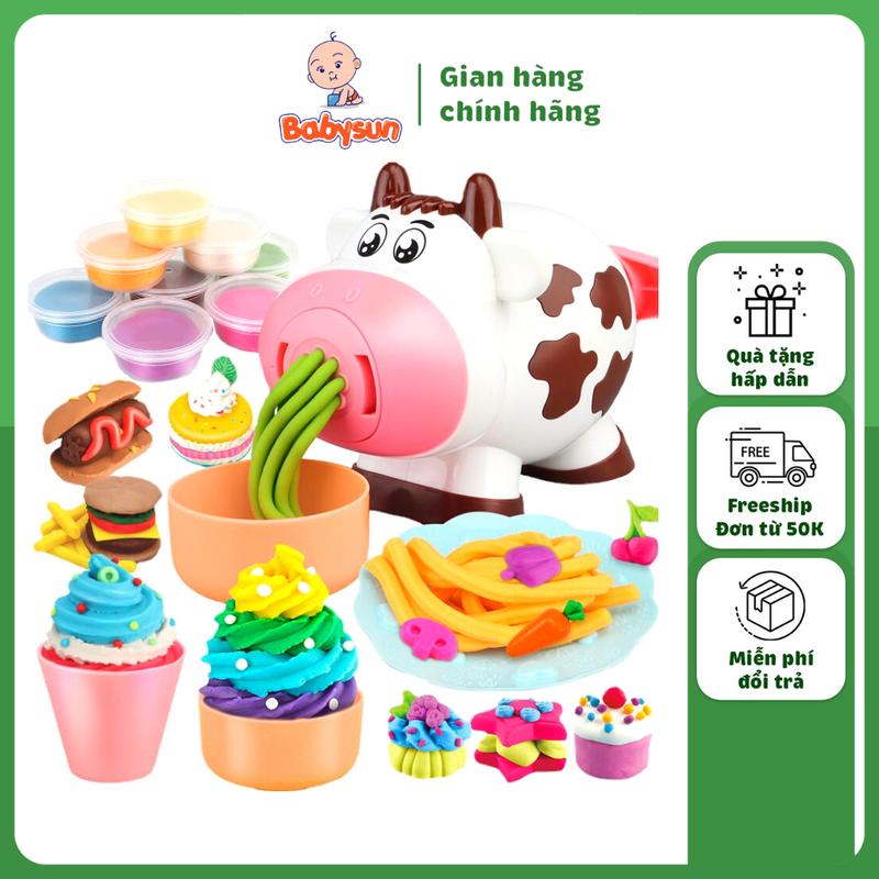 Đồ Chơi Đất Nặn Đất Sét Con Bò 8 Màu Làm Từ Bột Mỳ An Toàn Làm Bánh Kem Dành Cho Bé