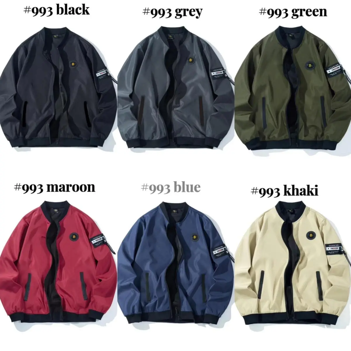 BASEBALL JACKET UNISEX KOREAN STYLE baseball JACKET Menswear Casual Coats Tops Lingerie Longsleeve Khaki