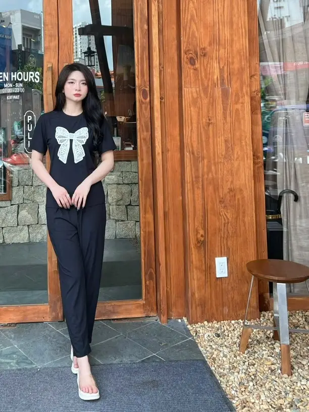 SET BỘ THUN GÂN TĂM LẠNH QUẦN BAGGY MẶC NHÀ CO GIÃN