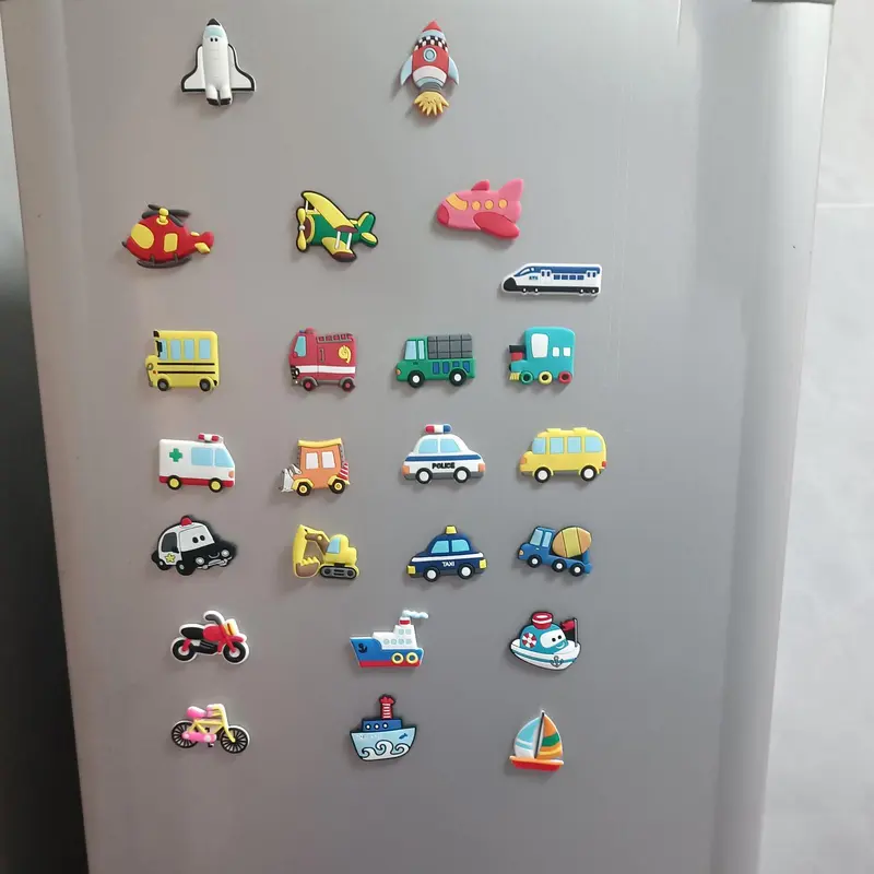 Cartoon Transportation Shaped Fridge Magnet (10pcs), Cute Refrigerator Magnet, Magnetic Sticker for Home Decoration 4