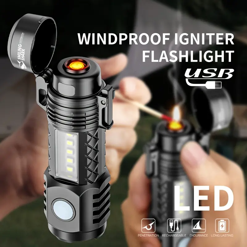 1 two-function electronic fire starter, windproof USB rechargeable fire ...