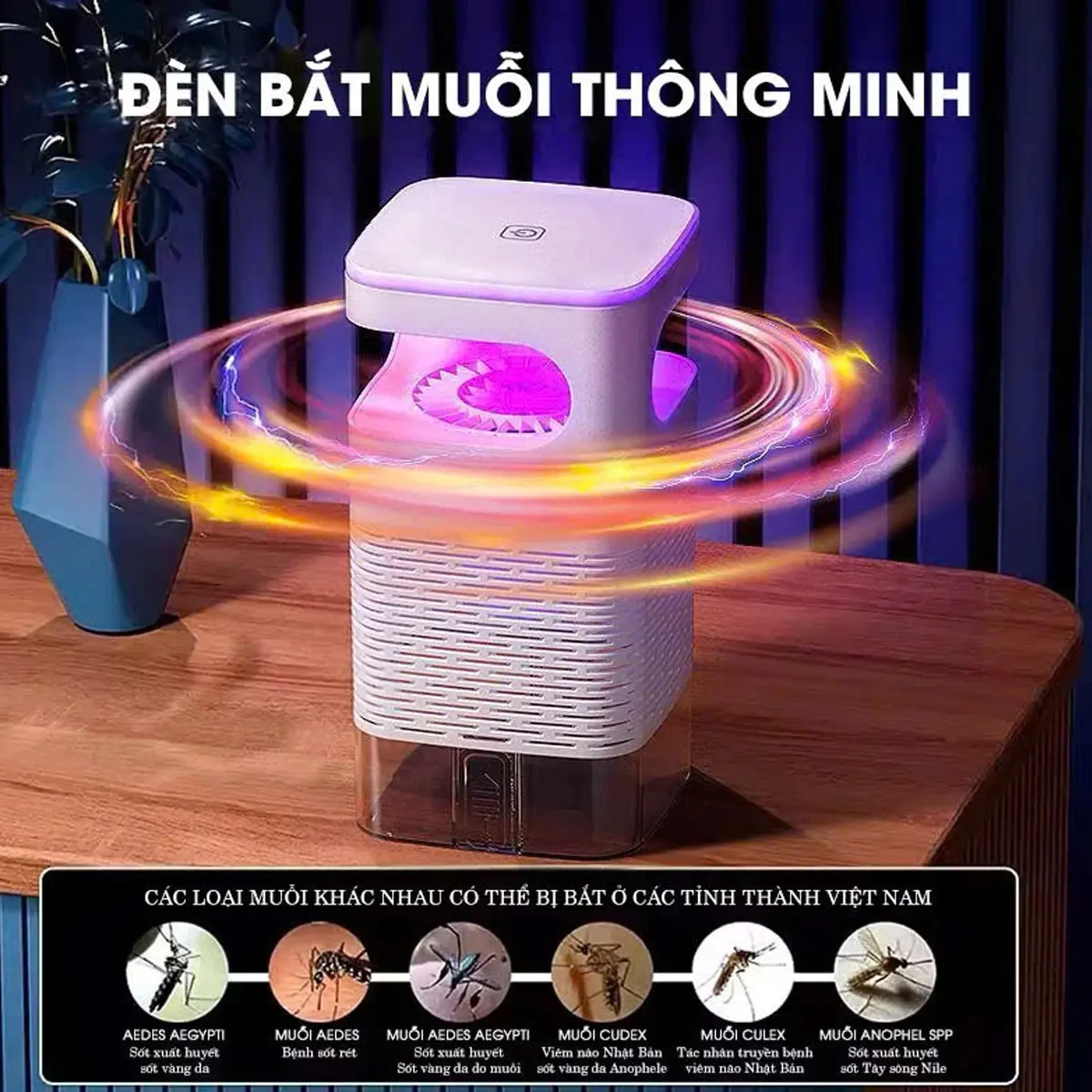 Đèn bắt muỗi tích hợp đèn ngủ thông minh, diệt côn trùng công nghệ đèn LED, thiết kế sang trọng