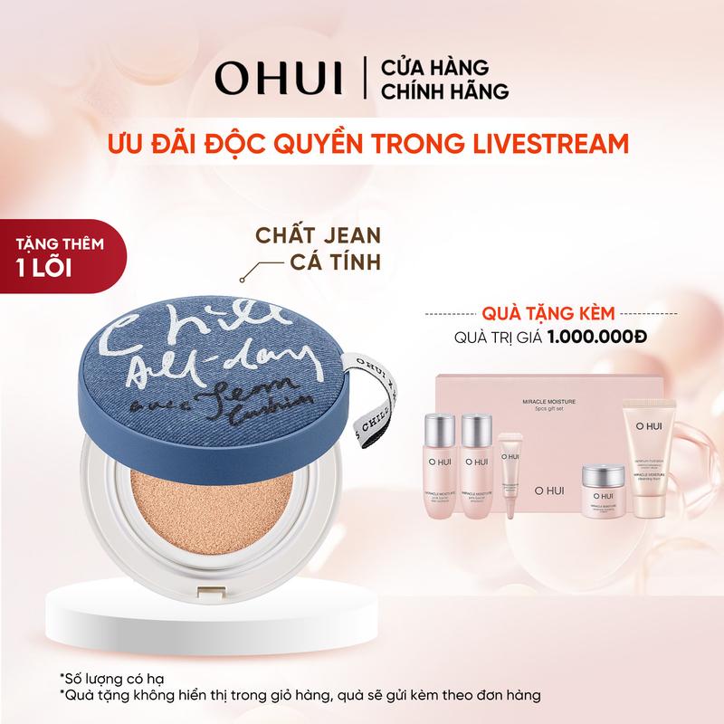 [OHUI Official] [Tặng thêm 1 lõi] Phấn nước chuyên che phủ kiềm dầu bền màu OHUI Ultimate Longwear Jean Cushion SPF35+ PA+++ 15g+15g