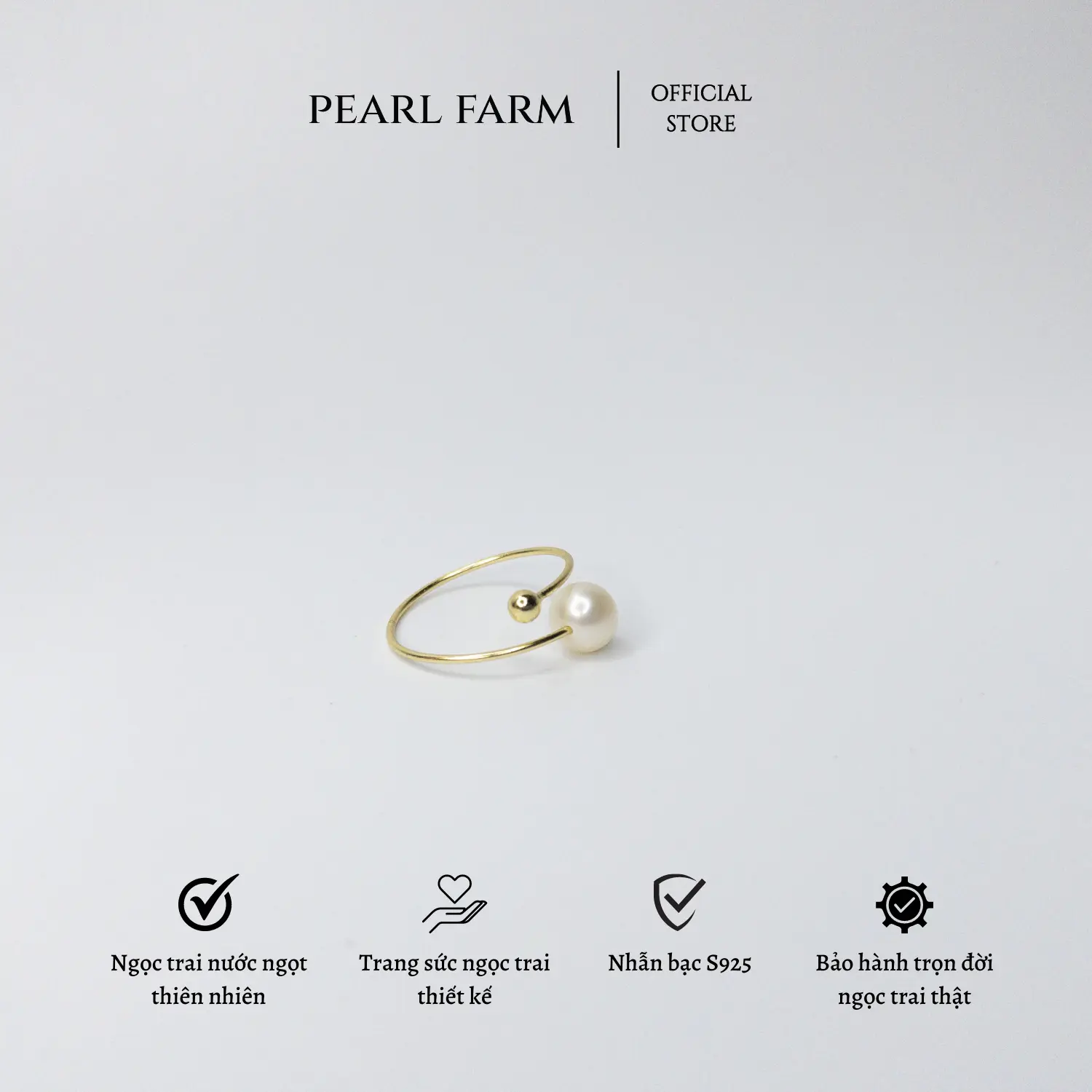 Nhẫn Ngọc Trai Dáng Mảnh Tinh Tế Thời Trang Phong Cách Hàn Quốc Pearl Farm