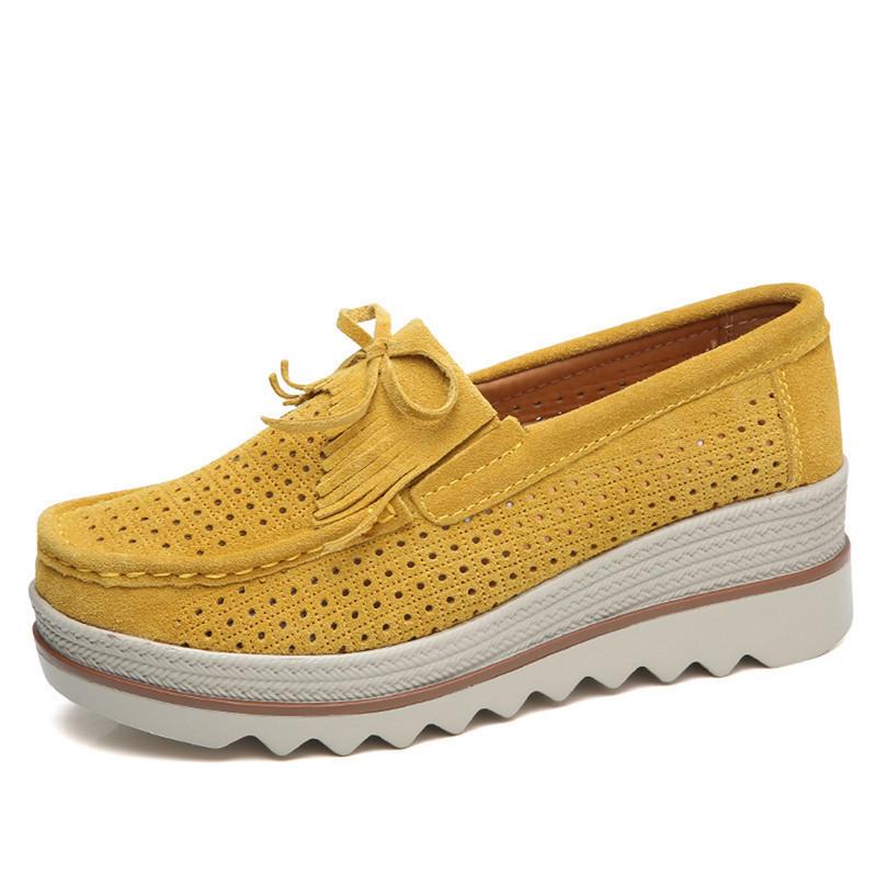 Product Introduction of Women Shoes New Spring Platform Flats Sneakers Women Suede Leather Women Casual Shoes Slip On Flats Heels Creepers Moccasins 12