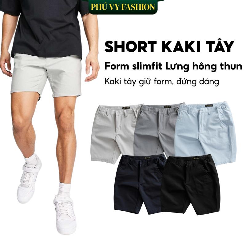  Quần short kaki Tây Lưng Hông Thun Form Slimfit Menswear Thanh Lịch Quần Lửng Kem   STLT18   
