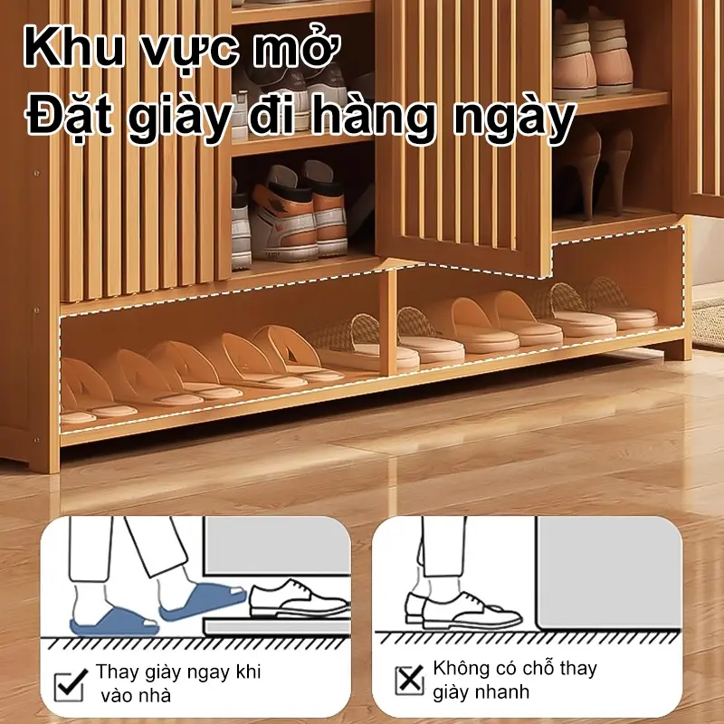 AI Tủ giày 6/7/8 tầng Kệ giày tre có cửa 3