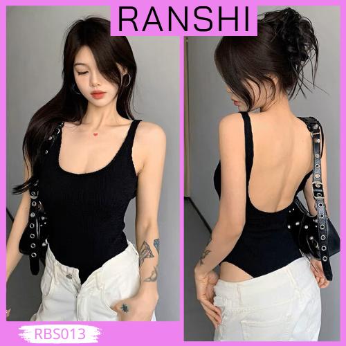 [CÓ SIZE] Áo Bodysuit Sát Nách CÓ MÚT NGỰC Hở Lưng Quyến Rũ RANSHI Bodysuit Nữ Áo Liền Thân Tôn Body Chất Thun Tăm Lạnh Bodysuit Đi Biển - RBS013 Women