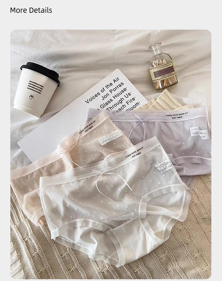 Product Introduction of [Queen's Studio] 3pcs/set Ice silk cool underwear, women's mid-waist lightweight breathable lace briefs,7A antibacterial bottom crotchy mesh panties 11