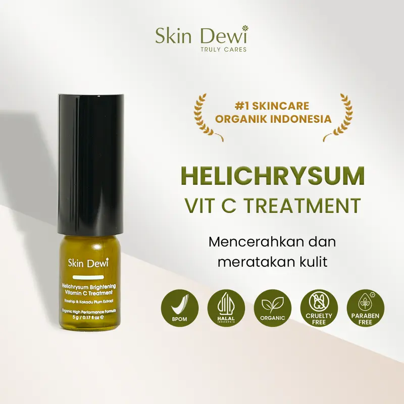 Skin Dewi Helichrysum Brightening Vitamin C Treatment (Mini Size 5gr) (Skincare Organic) mencerahkan  memudarkan Hitam Wajah Hyaluronic Essence Pencerah 0