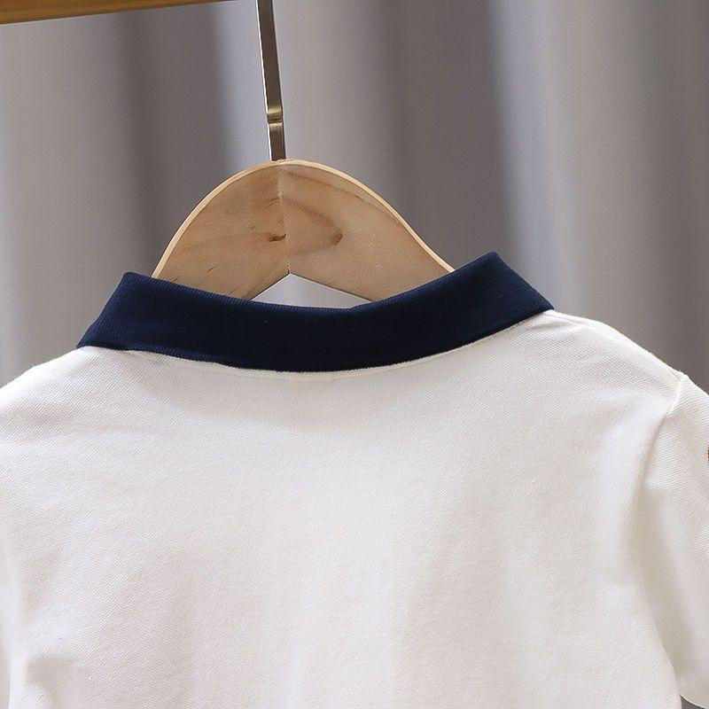 Quần Áo Trẻ Em Cotton Nguyên Chất, Áo Polo Bé Trai, Áo Thun ngắn Tay Cho Trẻ Em, Thiết Kế Hoạt Hình Cho Bé, Trang Phục Mùa Hè, Cổ Áo bẻ xuống, Áo Tay Lửng Hợp Xu hướng, Năm 2025 7