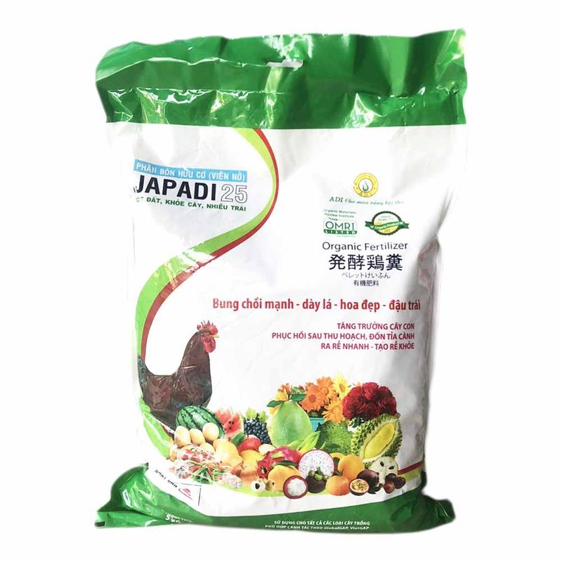 Phân Bón Hữu Cơ Phân Gà Viên Nở Nhật Bản Japadi 1KG- Trồng Hạt Giống Rau Củ Quả Bằng Đất Sạch Xơ Dừa