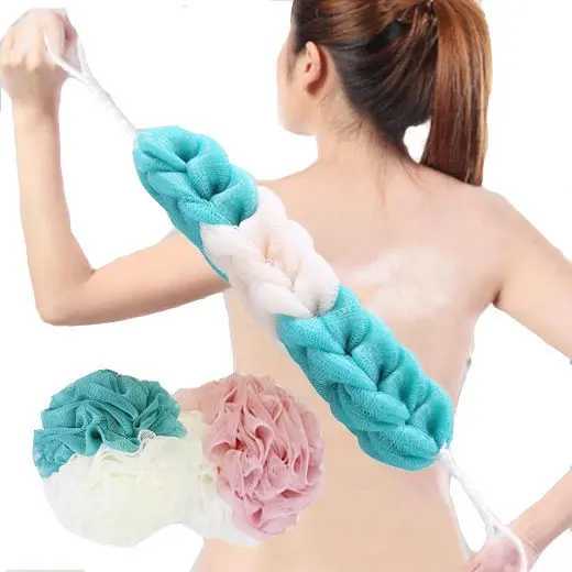 Large sized long bar bath ball, long bar bath towel back rubbing tool, comfortable back pulling strip, efficient scrubbing bath wipe, essential for home bathing