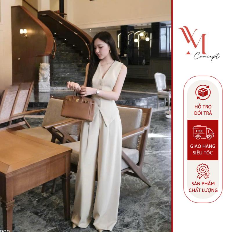 YM Concept Set Gile Vạt Xéo Kèm Quần Suông Ống Rộng - Vải Bố Ruby Cao Cấp Mềm Mại D0936