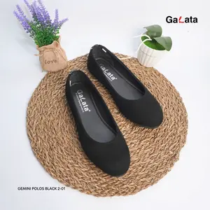 FLATSHOES - BLACKPANDA GEMINI POLOS BLACK Wanita Kerja flat shoes