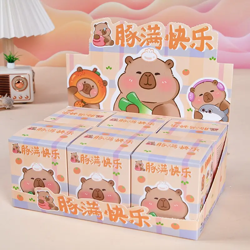 Blind Box Capybara (1 hộp lẻ chứa 1 con)- không phải 1 set ,không có giá đó đâu) bốc ra ngẫu nhiên 1 con trong 6 con Shop có để- Charm lớn nhỏ siêu cute -  Đồ Chơi Toy Mô Hình 4