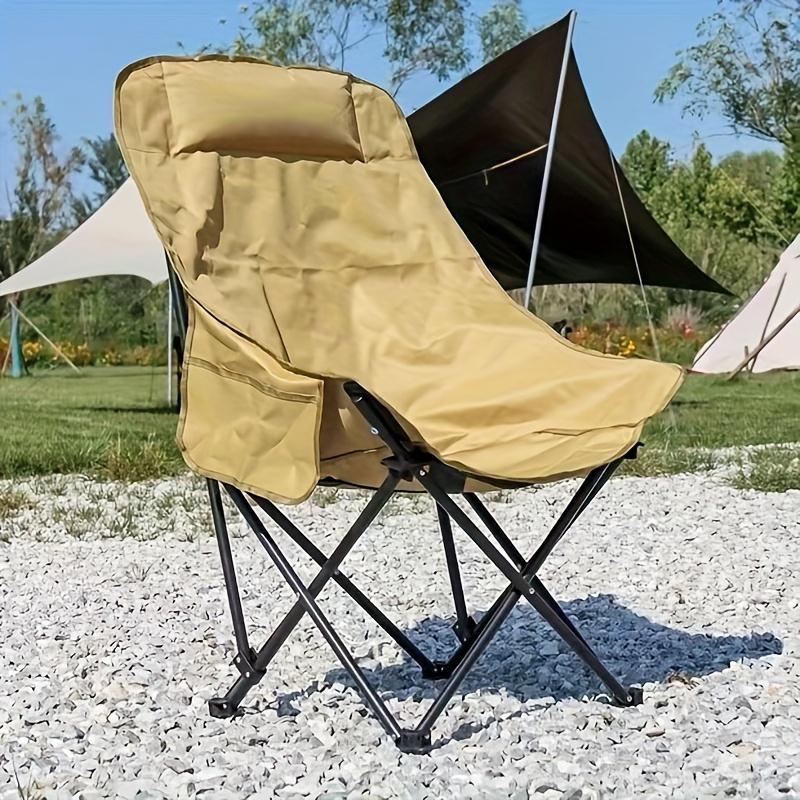 1pc Premium Outdoor Folding Chair - High Back Moon Lounger with Recliner Function - Perfect for Camping, Fishing & Outdoor Relaxation - Portable, Durable & Compact Fishing Stool 1