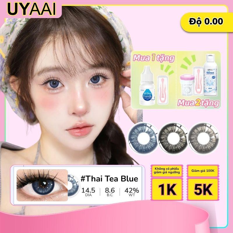 0độ | COD | Mua 1 được 4 Kính áp tròng UYAAI 1 cặp 14,5mm Thai Tea Xanh dương Đen Xám 6 tháng Lens đường kính nhỏ không khóa viền