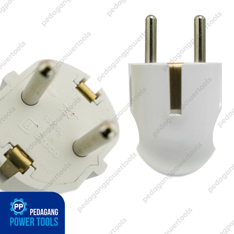 BROCO STEKER ARDE COLOKAN KABEL LISTRIK BULAT PUTIH MALE ROUND PLUG ...