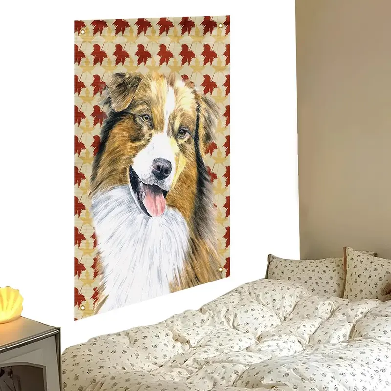 Australian Shepherd Dog Portrait Flag, 1 Count Canvas Household Decoration, Outdoor Flag for Dog Lovers, Seasonal Home Decor 2