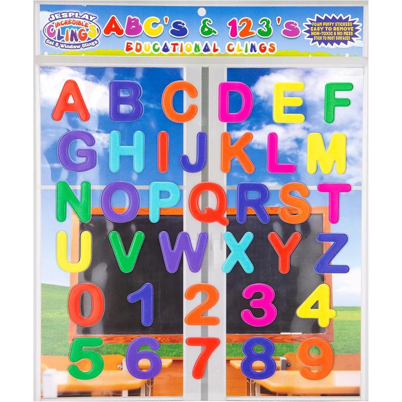 Alphabet Letters & Numbers - 36 count Window Stickers Gels & Decals ...