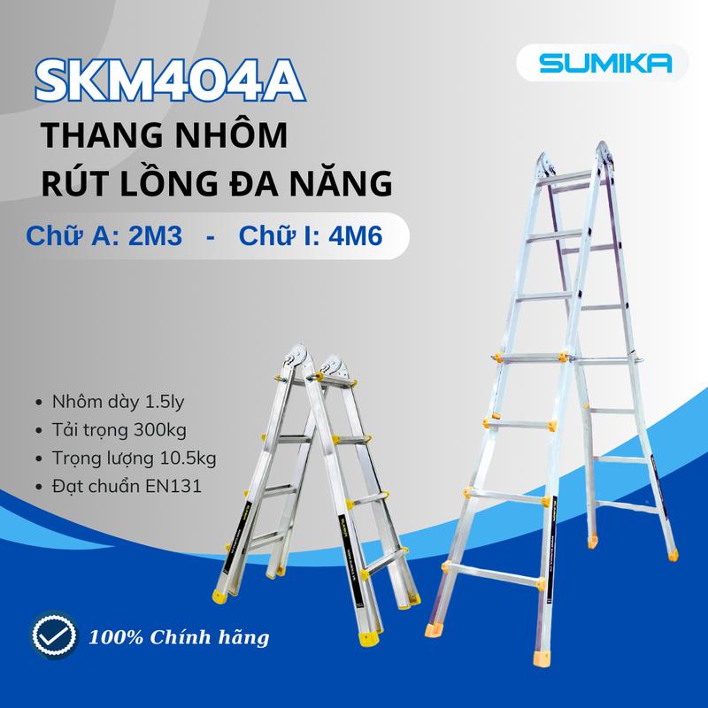 Thang nhôm chữ A rút lồng SUMIKA SKM404A, chữ A cao 2.2m, chữ I cao 4.6m