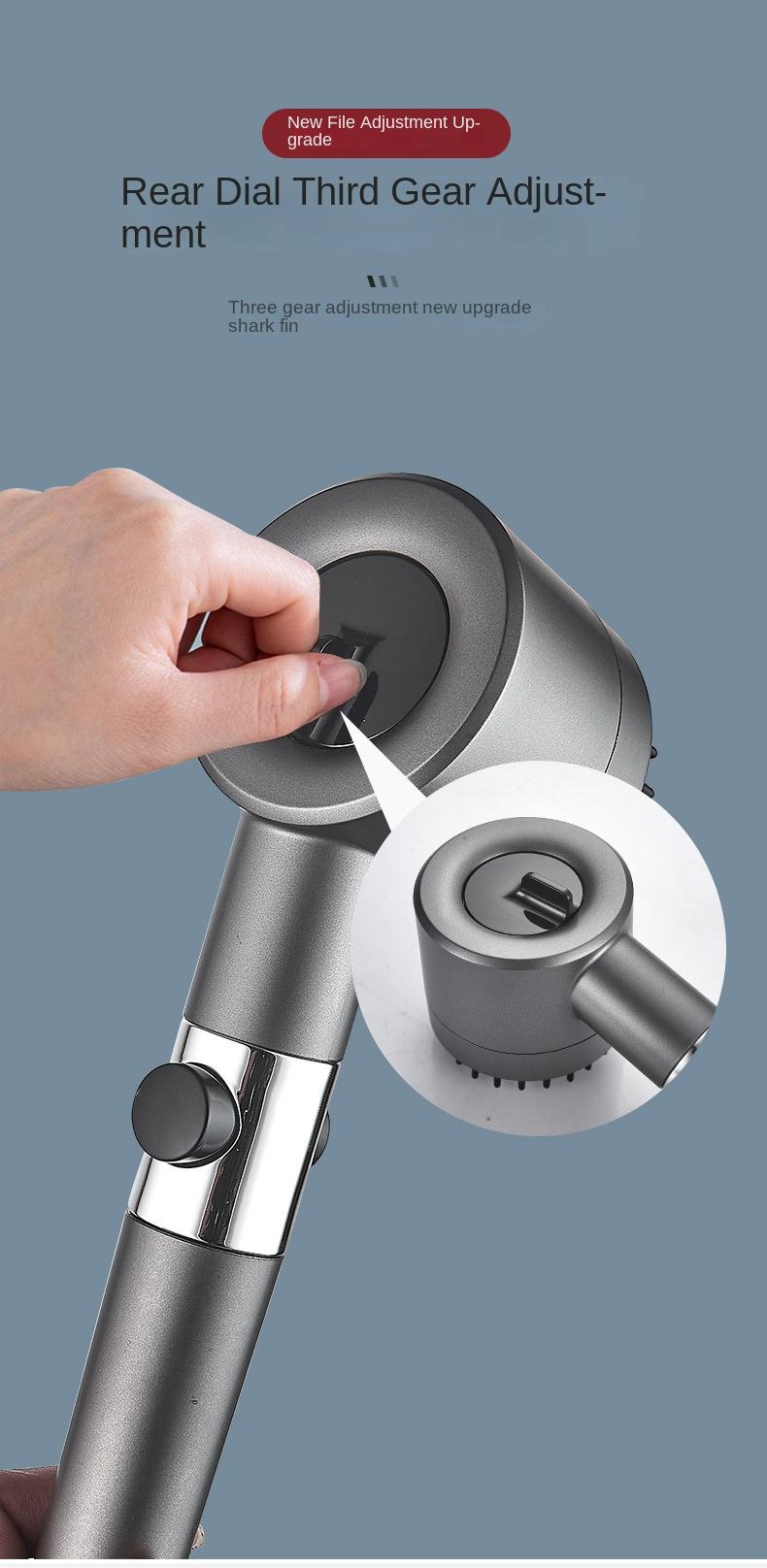 Product Introduction of Cross-Border Shower Head with Pressure Boost, Ultra Powerful Bathroom Shower Filter Handheld Shower Head Set Wholesale 4
