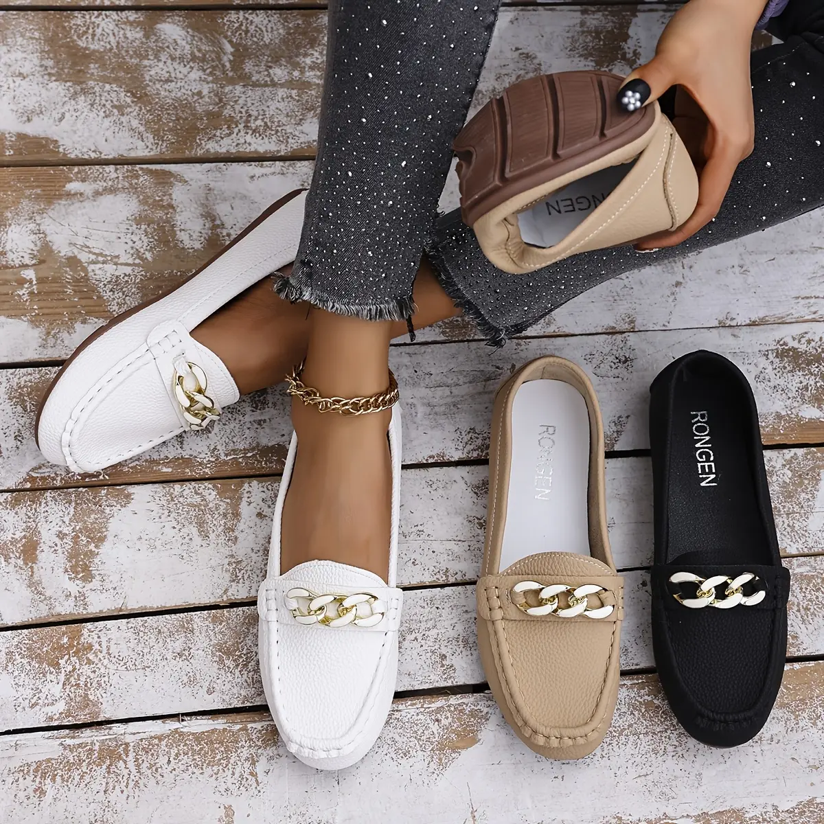Women'S Flat Shoes, Stylish And Simple, Versatile for Outdoor Wear, Easy Slip-On Loafers.