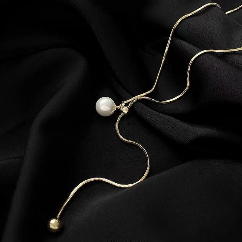 Vòng Cổ Dài Ngọc Trai, Có Thể Điều Chỉnh, Dây Chuyền Áo Len, Dành Cho Nữ chain đi tiệc fashion  accessories tặng mẹ nhỏ tay hạt chuỗi  tt 2