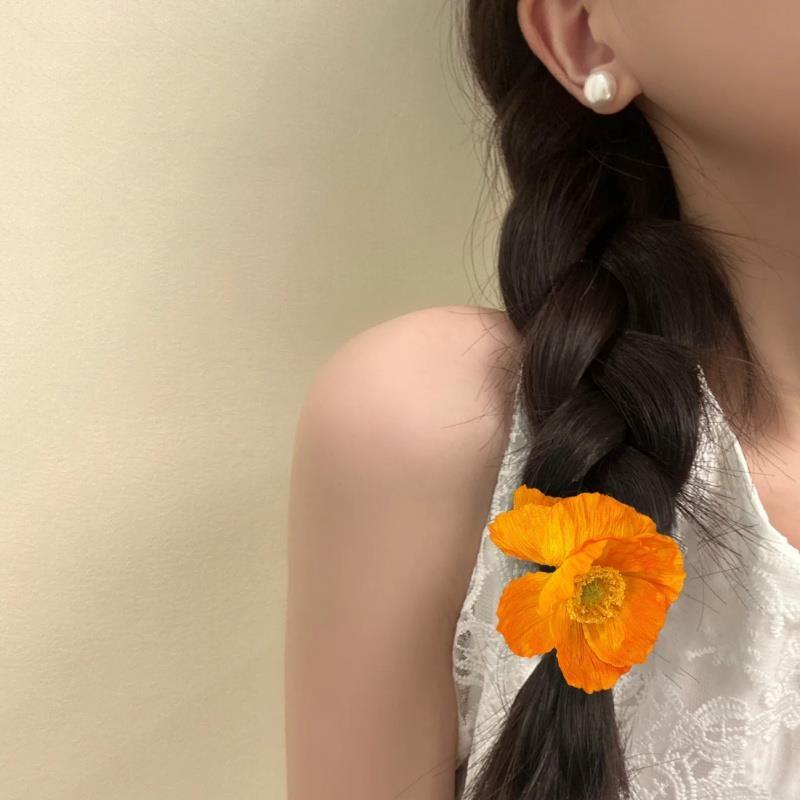 Product Introduction of Vẻ đẹp của màu cam! Băng Đô Đĩa Hoa Poppy, Cao Cấp Phụ Kiện Tóc Đầu Bi Thiết Kế Vải Mô Phỏng, Mới, Dây Tinh Tế 2
