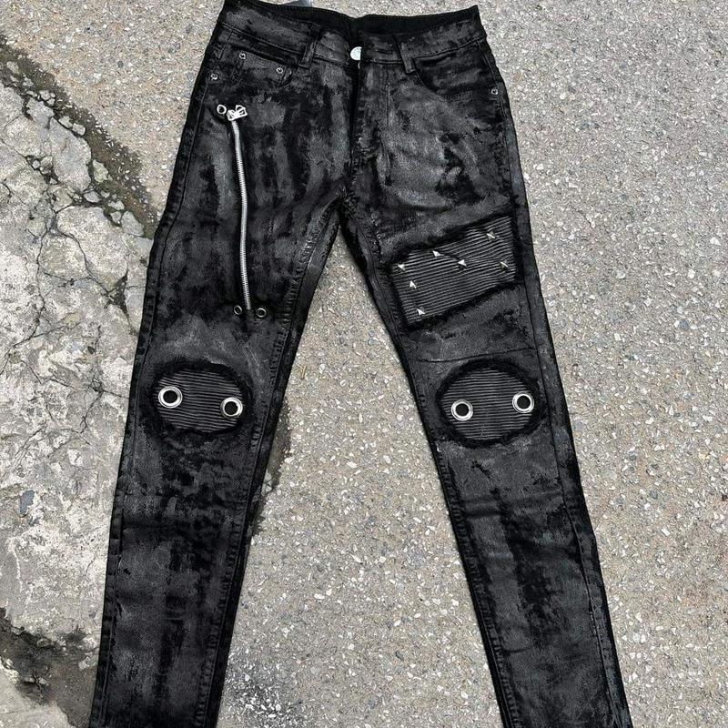 Quần Jean Skinny Gothic 1 zip chéo oze biker Menswear Nam