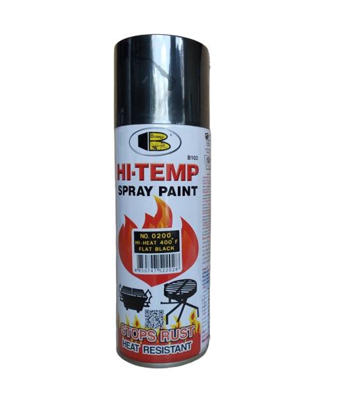 Sơn xịt chịu nhiệt Hitemp màu đen mờ/nhũ bạc (400 - 1200 độ F)