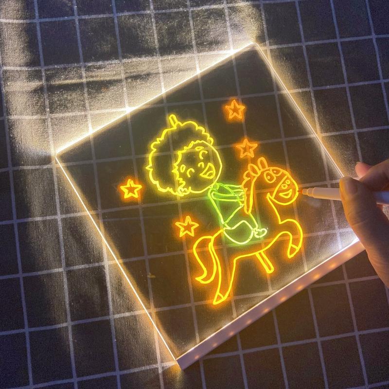 Diy Small Drawing Board with Light-Emitting Graffiti Dust-Free Led Children's Drawing Board Household Bracket with Light Handwriting Board 1