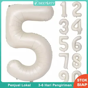 32 inci Krim Cream Helium Foil Balon Nomor Bentuk Nomor 1-9