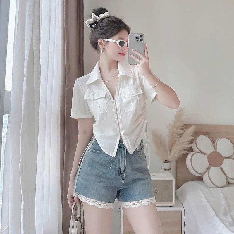 Áo polo nữ Bigsize 50-85kg (554) dây rút eo 2 túi nắp chất liệu thun tăm lạnh mặc mát