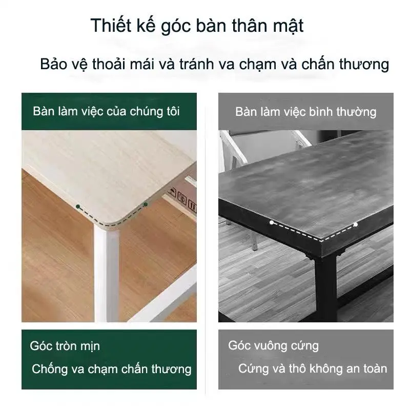 Bàn làm việc T-table kèm kệ lửng để sách để laptop sách vở học tập lắp ghép 6