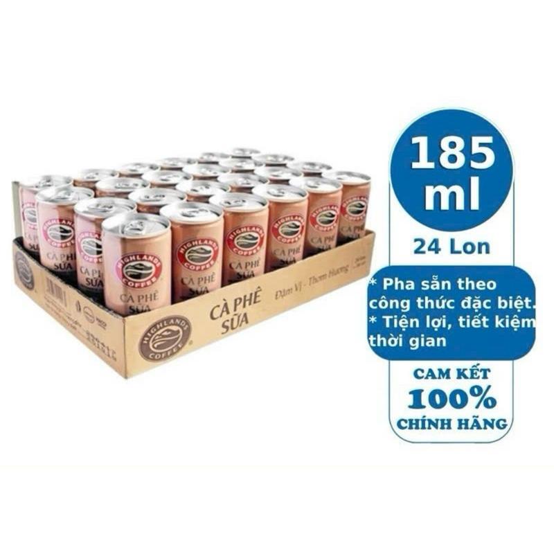 Thùng 24 lon cà phê sữa Highlands 235ml/ 185ml 【Không hiệu quả hoàn tiền】 【Ưu…