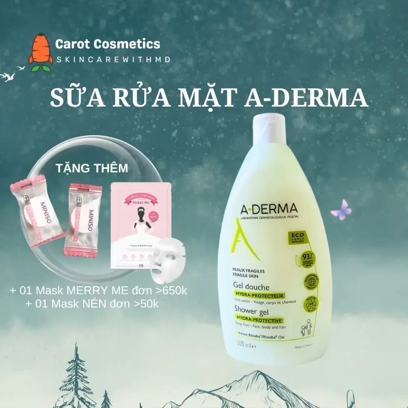 Sữa rửa mặt và tắm giảm mụn lưng Aderma 200-500ml