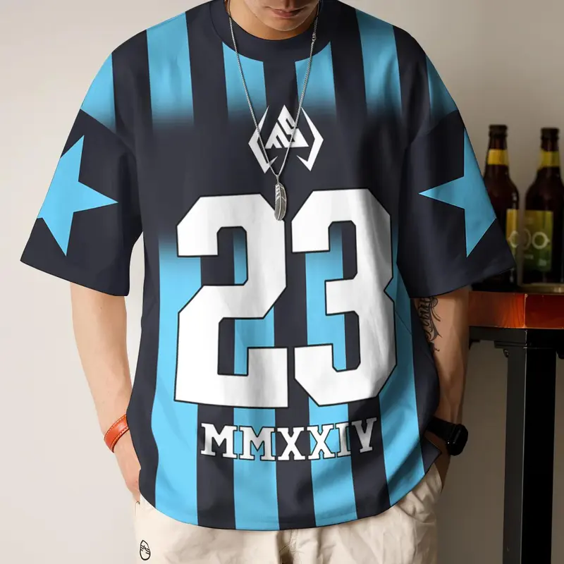2025 men's street plus size T-shirt, casual digital 3D printed jersey T-shirt, large size short sleeved, medium width, street trend, lightweight and breathable men's sportswear can be worn up to 110KG. Áo Menswear Cổ Tròn 1