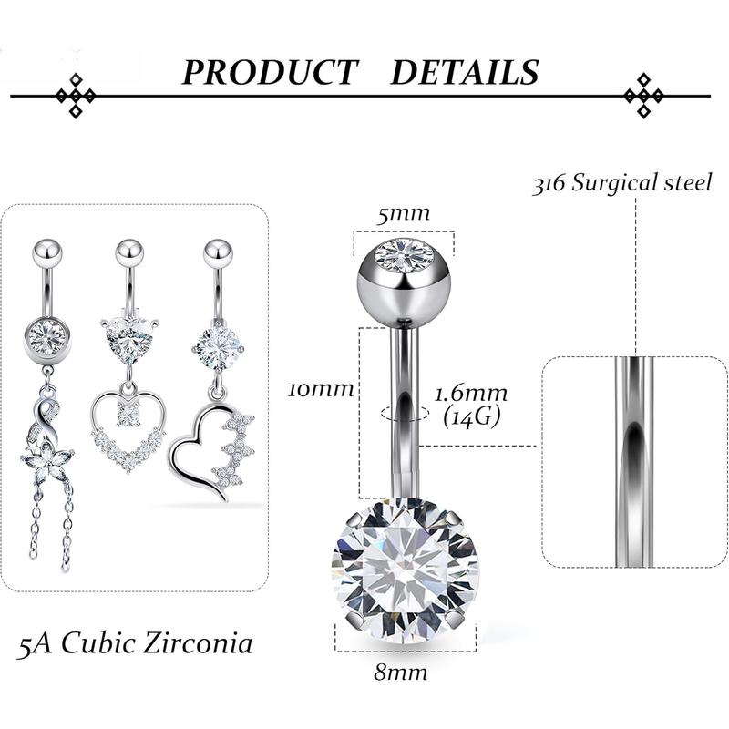 Surgical Steel England in a Heart Dangle Belly Button Navel Ring Surgical Steel England in a Heart Dangle Belly Button Navel Ring