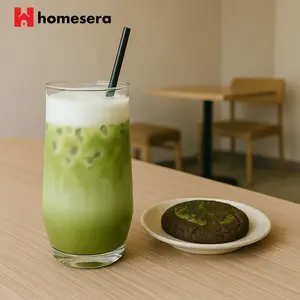 Gelas Kaca Curved Tumbler 470ml | Set 6 PCS | Estetik untuk Es Kopi, Jus, Smoothie