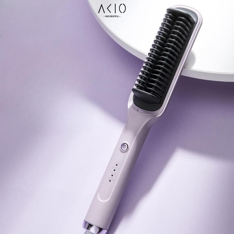 Lược điện chải thẳng mượt AKIO Mart ion âm bảo vệ tóc, màn hình LCD hiển thị nhiệt độ luo c seemee