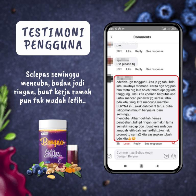 Beryna Minuman Campuran Jus Beri Biru Campuran 3 Halia Probiotik Prebiotik (Serbuk Bancuhan) 300g - Powdered Drink Mixes 4