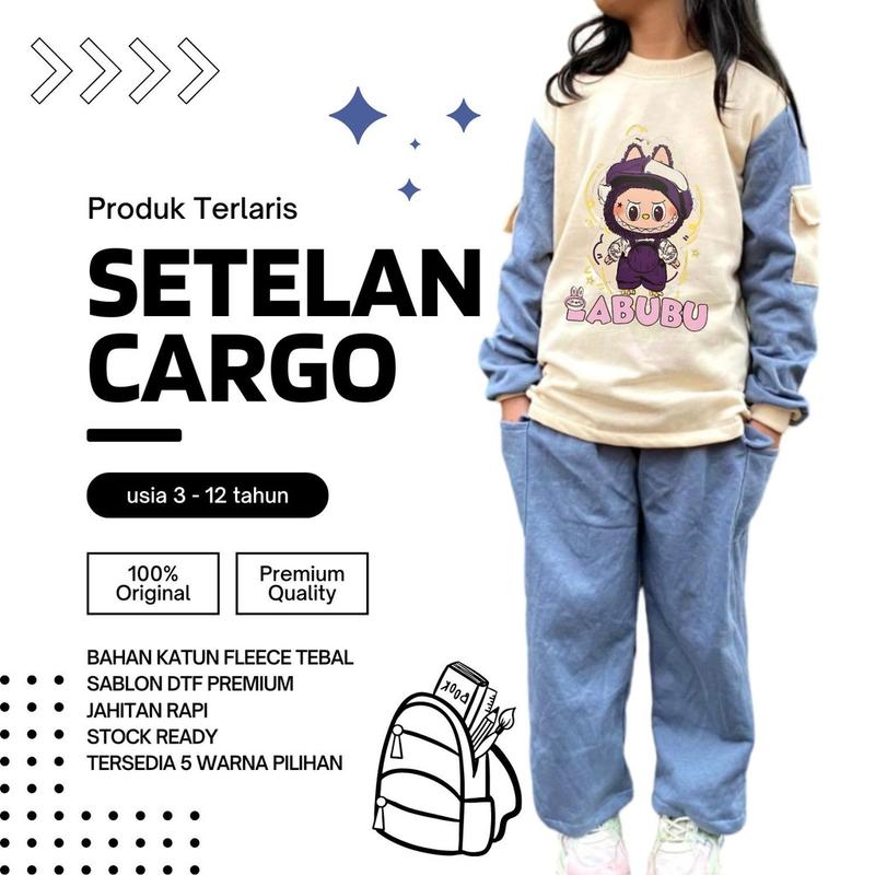 Setelan anak perempuan kekinian Labubu New04 viral usia 1 -12 tahun Katun Parsel Cewek 6