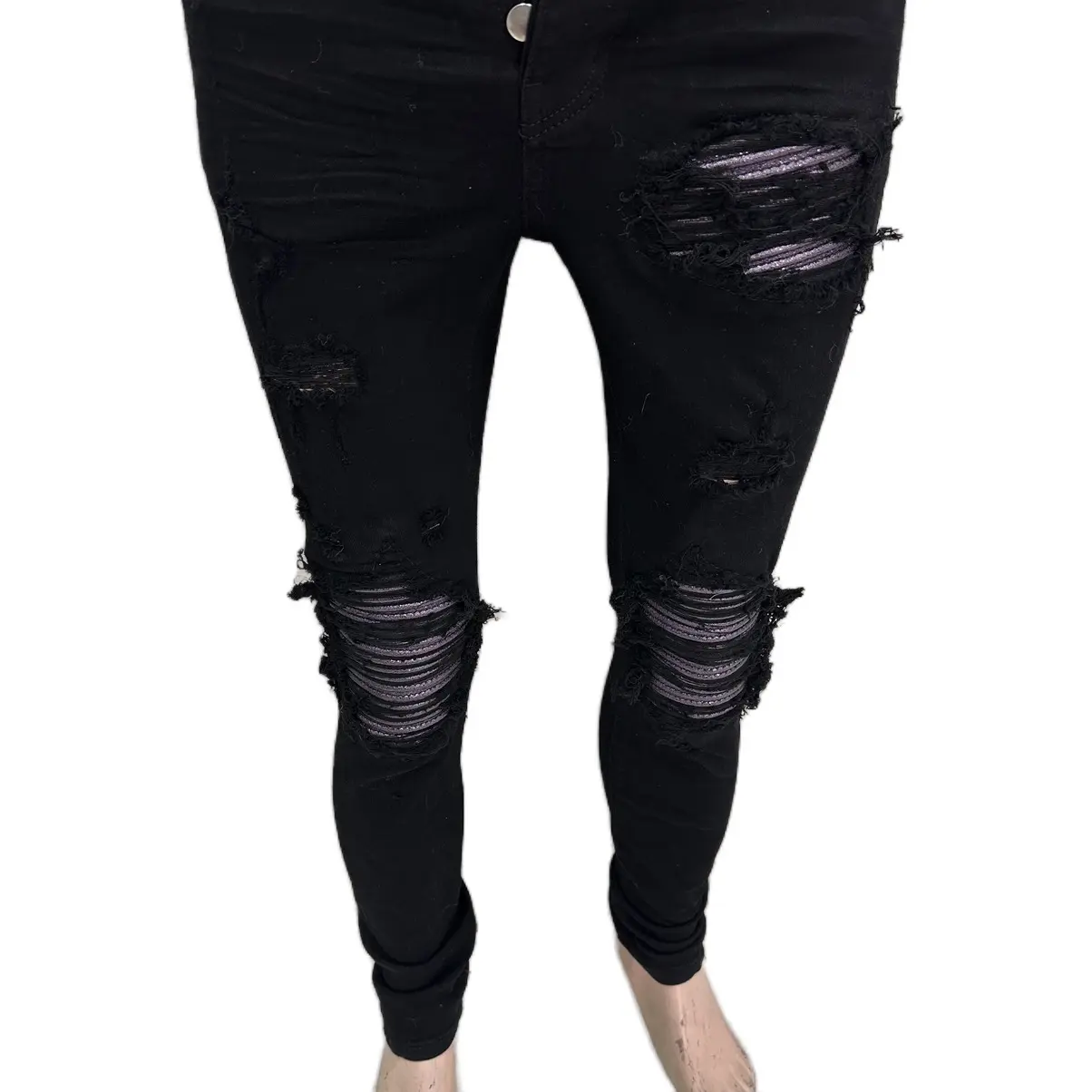 Quần vá kim tuyến tím than Nam đầy đủ hộp túi zip khuy inox túi sau, tag sườn Menswear Pants Nam Menswear Jean Có Túi quan nam jean   vá