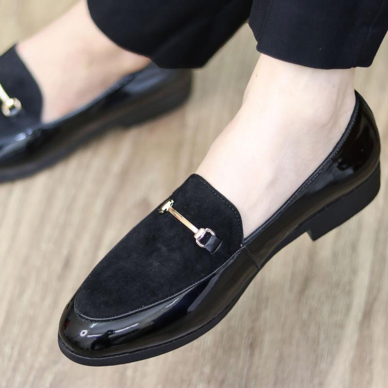 Giày Lười Nam Mặt Da Lộn Mã L190- Giày Nam Công Sở Màu Đen Đế Cao 3cm - Giày Nam Giá Rẻ 2