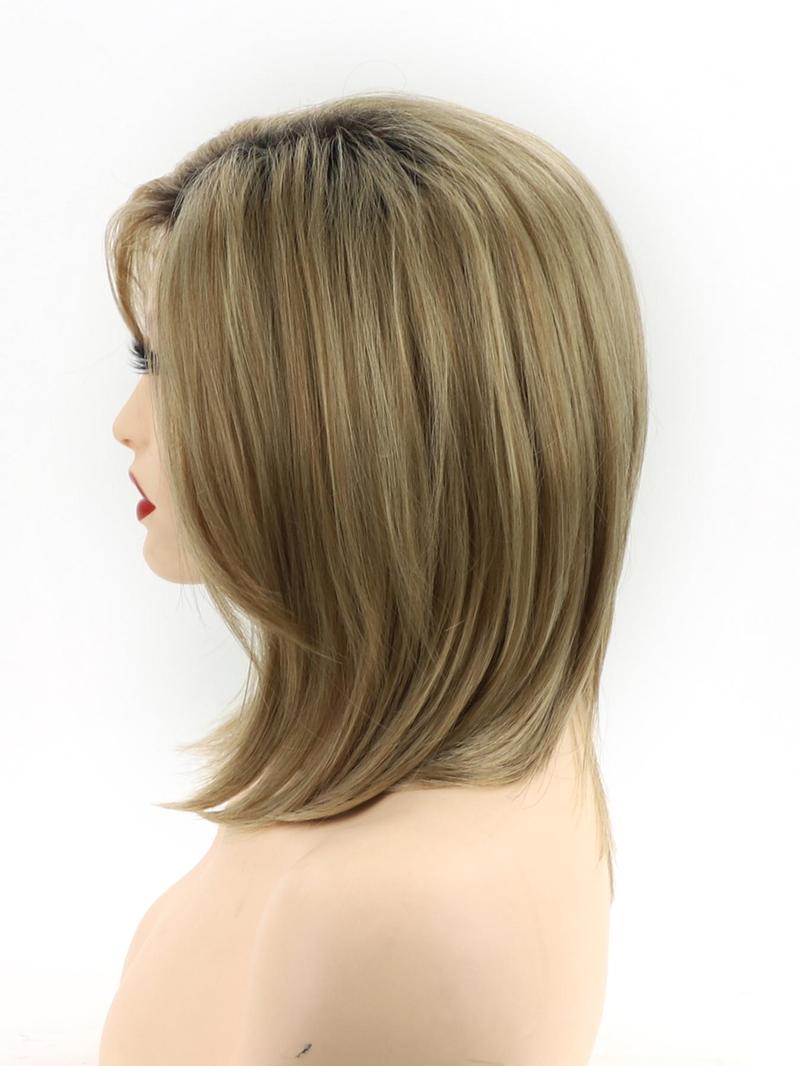 Product Introduction of Fashionable Plain Color Straight Bob Wigs for Women, Gorgeous Fluffy Wigs with Side-Swept Bangs, Synthetic Full Machine Wigs for Party, Daily Use 6