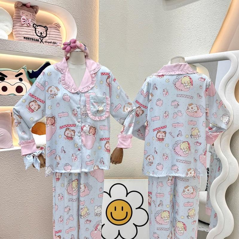 ￼BỘ PIJAMA MONYBEAR TDQD MÈO TRẮNG PHỐI BÈO HỒNG ( kèm CỘT TÓC ) 4