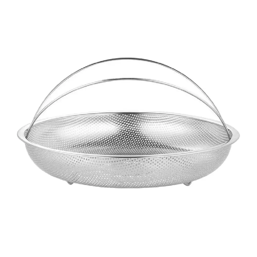 Giỏ Hấp Bằng Thép Không Gỉ, Thiết Kế Lỗ Mịn, Giỏ Hấp Rửa Cơm, Có Tay Cầm Bên Trong, Để Nấu Ăn